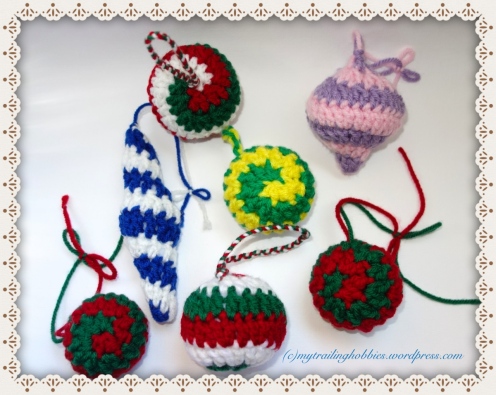 Snowballs and Icicles in Color Crochet Ornaments (c)mytrailinghobbies.wordpress.com